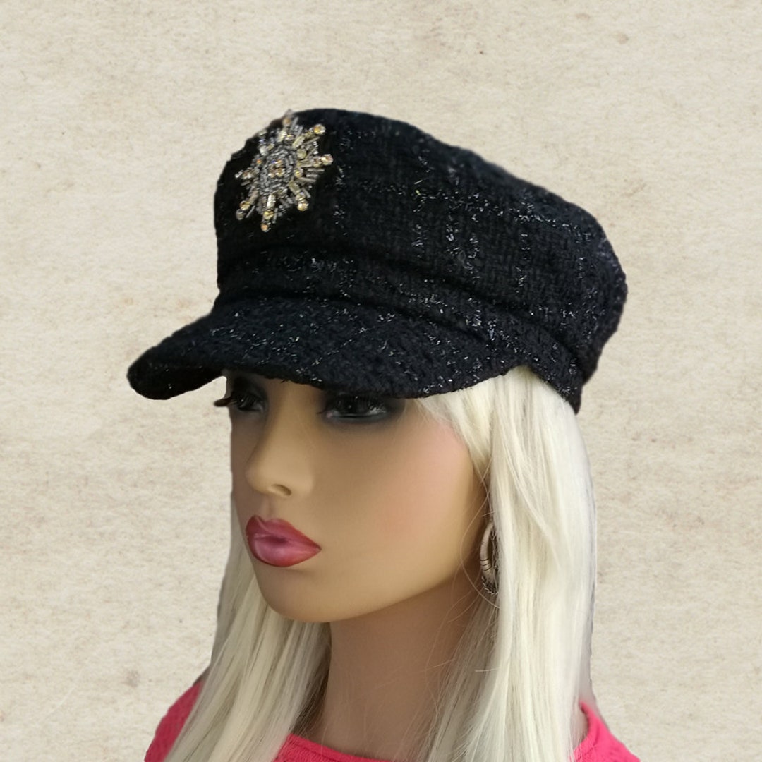 Black Visor Hat, Women's Newsboy Hat, Womens Visor Cap, Winter Visor