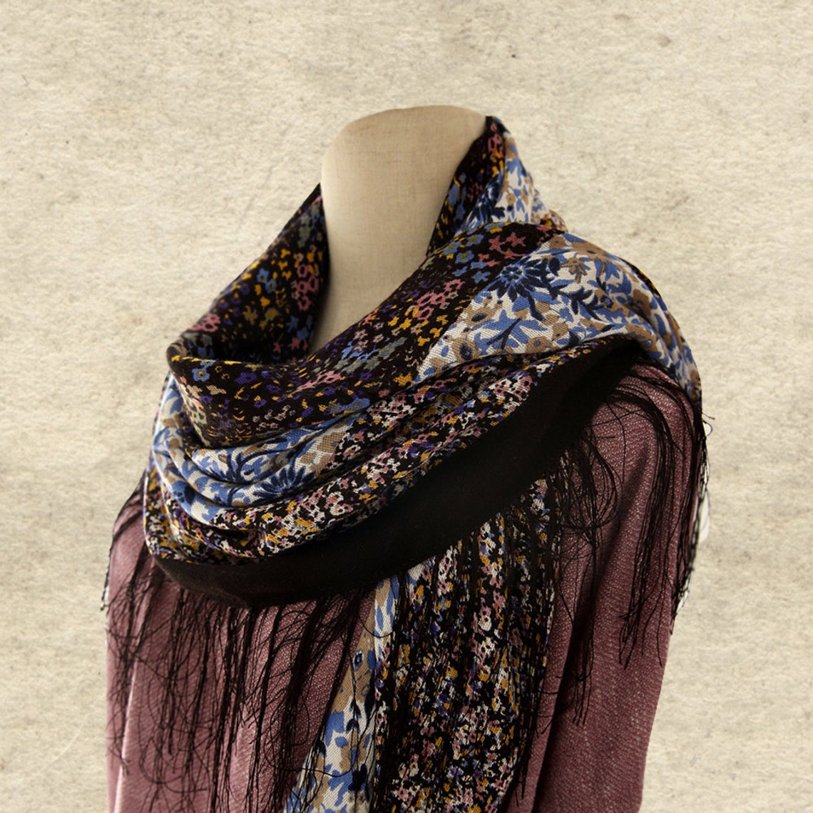 Blue Square Scarf Large Scarf Square Womens Big Scarf Blue Etsy