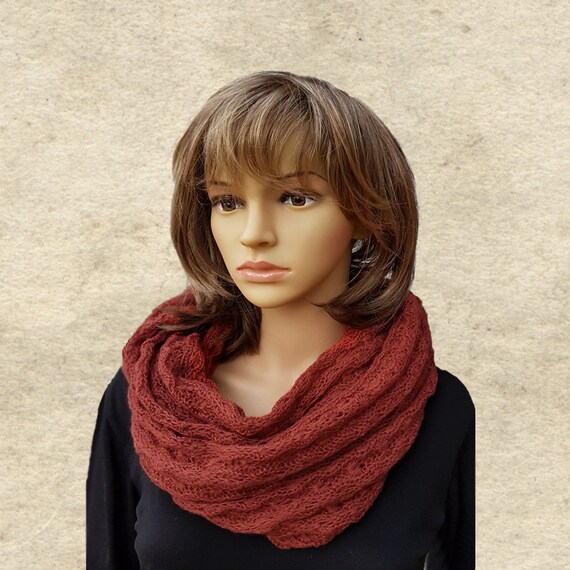 Knitted Winter Scarf Infinity Scarf Women's Knit Scarf Etsy