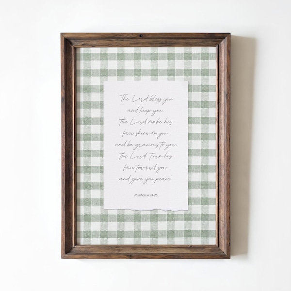 The Lord Bless You Print Numbers 6:24-26 Christian Wall Art Bible Verse Decor Cottagecore Sage Nursery Vintage Scripture Digital Download