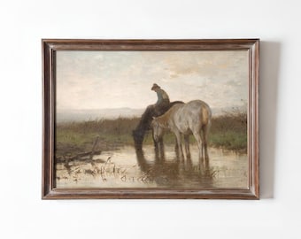 Vintage Cowboy Horse Art Print: Rustic Western Farmhouse Decor (Digital Download)