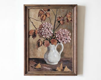 Fall Hydrangea Floral Print: Vintage Farmhouse Autumn Decor (Digital Download