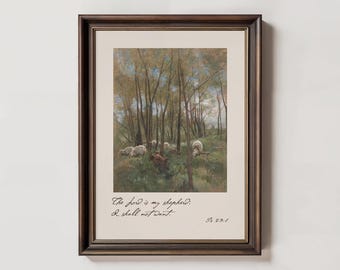 Impresión cristiana de "El Señor es mi pastor", Salmo 23:1, escritura imprimible, impresión rústica de arte de bosque, regalos religiosos para mujeres