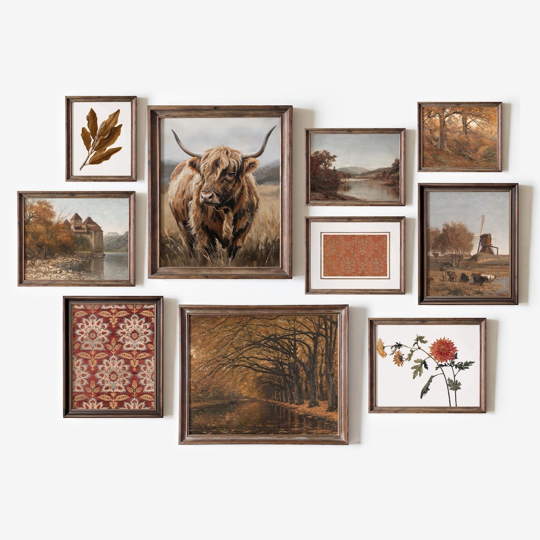 Fall Gallery Wall Art Set of 10 Autumn Prints Vintage Nature Artwork ...