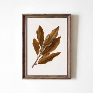 Vintage Brown Leaf Botanical Print: Rustic Autumn Wall Art (Digital Download)