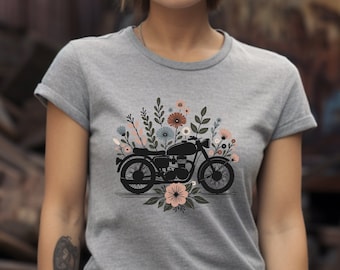 Motorcycle Shirt. Biker T-shirt. Floral Shirt. Flower Tee. Biker Gift. Motorcycle Gift. Rider Tee. Rider Gift. Bike Lover Tee. Moto #FC794
