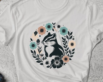 Chipmunk Shirt. Chipmunk Gift. Floral Shirt. Flower T-shirt. Animal Shirt. Animal Lover Tee. Wildlife Shirt. Nature Lover Tee #FC217