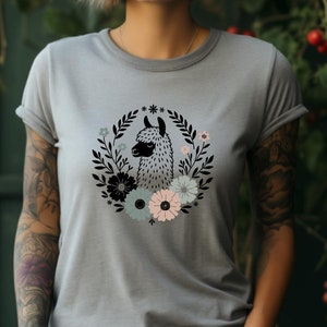 Llama Shirt. Llama Gift. Floral Shirt. Flower Tee. Llama T-shirt. Llama Lover Gift. Animal Shirt. Animal Gift. Cute Llama Tee. Llama Top