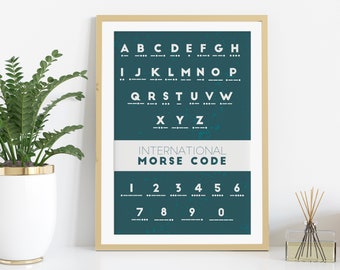 国際モールス信号プリント。モールス信号チャート。モールス信号アルファベット。印刷可能な壁アート。デジタルダウンロードモールス信号ポスター男の隠れ家の装飾