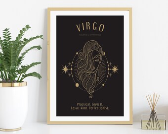 Jungfrau Druck. Sternzeichen Geschenk. Astrologie Druck. Sternzeichen Print druckbare Wand Kunst digitaler Download Jungfrau Sternzeichen Poster Astrologie Dekor Jungfrau Art