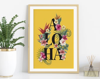 Aloha Wall Art. Hawaii Print. Hawaii Wall Art. Beach House Decor. Aloha Gift. Printable Wall Art. Digital Download Aloha Poster Hawaii Decor