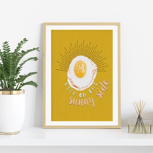 Sunny Side Print. Breakfast Wall Art. Printable Wall Art. Egg Print. Digital Download. Breakfast Poster. Kitchen Decor. Kitchen Wall Art