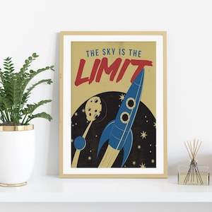 The Sky is The Limit Print Space Shuttle Wall Art Space Gift Universe Print Printable Wall Art Digital Download Astronomy Poster Retro Decor