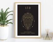 Leo Print. Zodiac Gift. Astrology Print. Star Sign Print. Printable Wall Art. Digital Download. Leo Zodiac Poster. Astrology Decor. Leo Art