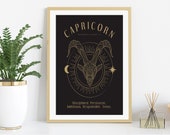 Capricorn Print. Zodiac Gift. Astrology Print. Star Sign Print. Printable Wall Art. Capricorn Zodiac Poster. Astrology Decor. Capricorn Art