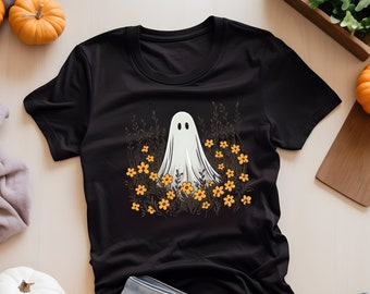 Flower Field Ghost Shirt. Cute Spooky Shirt. Halloween Gift. Halloween Shirt. Floral Ghost Shirt. Floral Shirt. Ghost Gift. Spooky #FC154