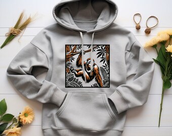 Orangutan Hoodie. Orangutan Gift. Orangutan Sweatshirt. Jungle Hoodie. Jungle Sweatshirt. Animal Lover Gift. Jungle Lover Hoodie #FC241