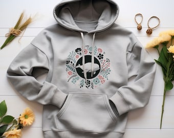 Beluga Hoodie. Beluga Gift. Floral Hoodie. Flower Hoodie. Whale Sweatshirt. Whale Hoodie. Whale Lover Gift. Ocean Life Hoodie #FC394