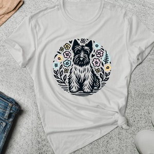 Scottie Dog Shirt. Scottie Dog Gift. Floral Dog Tee. Dog Lover Shirt. Dog Lover Gift. Terrier Shirt. Terrier Gift. Dog Floral Tee