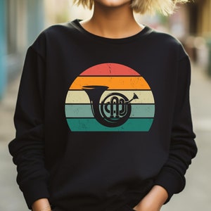 French Horn Sweater. Horn Player Gift. Musician Crewneck. Band Member Gift. Orchestra Sweater. Brass Instrument. French Horn Gift