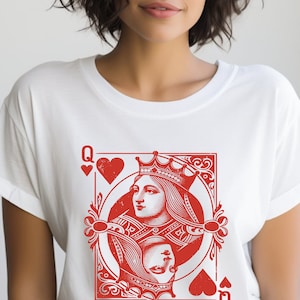 Regalo de reina de corazones. Camiseta de naipes. Regalo de naipes. Camiseta de juego de cartas. Regalo de juego de cartas. Camisa de reina. Regalo de la reina. Camisa retro