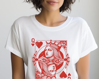 Queen Of Hearts Gift. Playing Card Shirt. Playing Card Gift. Card Game Shirt. Card Game Gift. Queen Shirt. Queen Gift. Retro Shirt