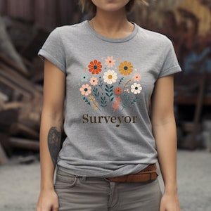 Surveyor Shirt. Surveyor Gift. Floral Shirt. Flower Shirt. Land Surveyor Tee. Surveying Shirt. Mapping Tee. Geomatics Tee #FC171