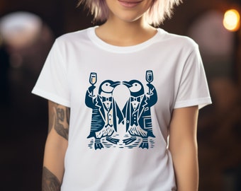 New Year Shirt. New Year Gift. Penguin T-shirt. Penguin Shirt. Holiday Tee. Celebration Tee. Toasting Penguins. Flipper Toast Tee