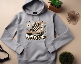 Roller Skate Hoodie. Roller Skate Gift. Retro Skate Hoodie. Retro Skate Gift. Floral Skate Hoodie. Floral Skate Gift. Roller Skater Hoodie