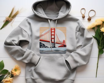 San Francisco Hoodie. San Francisco Gift. Golden Gate Hoodie. Golden Gate Gift. Retro Hoodie. Retro Gift. Sunset Hoodie. Sunset Gift #FC297