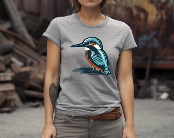 Camisa de martín pescador. Regalo de martín pescador. Camiseta de pájaro. Regalo para amantes de las aves. Camisa de estilo retro. Regalo de pájaro retro. Regalo de observador de aves. Camisa amante de la naturaleza