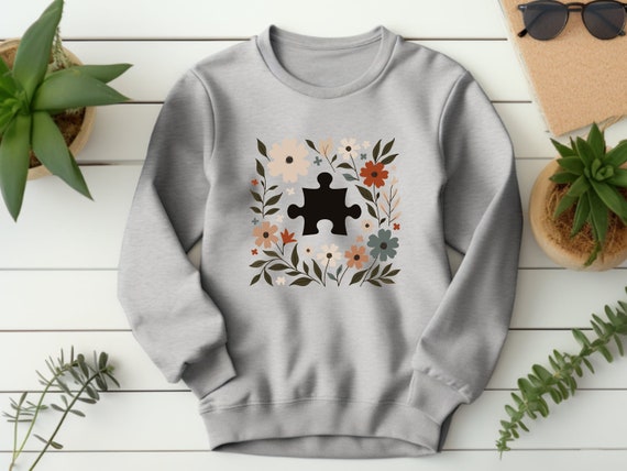 Jigsaw Sweater. Puzzle Crewneck. Floral Sweater. Flower Crewneck. Puzzle Gift. Jigsaw Gift. Puzzle Lover. Puzzle Fan Gift #FC896