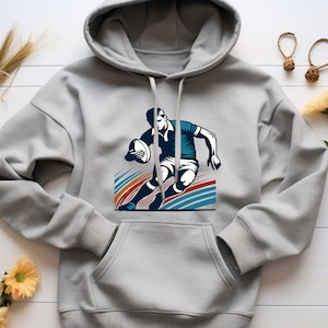 Rugby Hoodie. Rugby Gift. Rugby Sweatshirt. Rugby Player Gift. Rugby Lover Hoodie. Rugby Action Pose. Sports Hoodie. Sports Gift #FC328