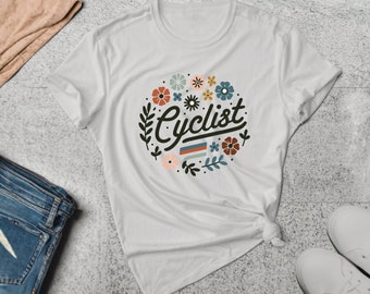 Cycling Shirt. Bike T-shirt. Floral Shirt. Flower Shirt. Cyclist Gift. Bicycle Shirt. Biking Gift. Cyclist Tee. Bike Lover Gift