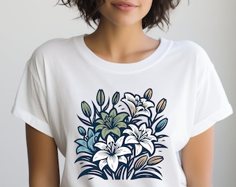 Lily Shirt. Lily Gift. Botanical Shirt. Botanical Gift. Flower Shirt. Flower Gift. Floral Shirt. Floral T-shirt. Plant Lover Gift