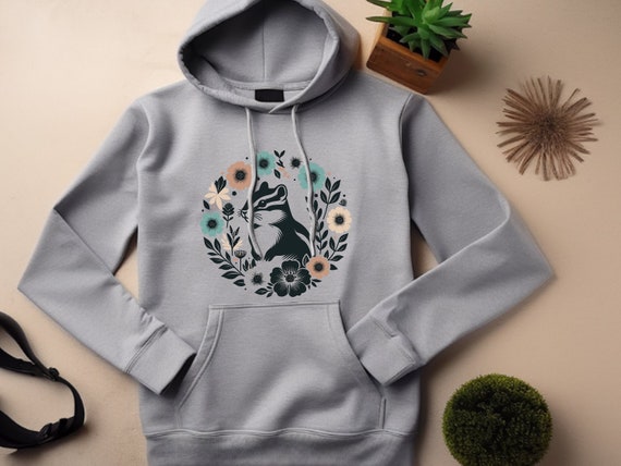 Chipmunk Hoodie. Chipmunk Gift. Floral Hoodie. Flower Hoodie. Animal Hoodie. Animal Lover Gift. Wildlife Sweatshirt. Nature Lover Hoodie