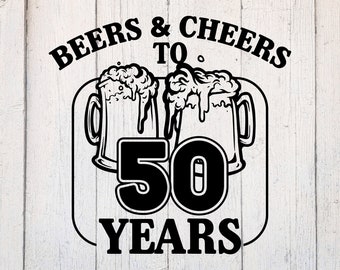 50Th Birthday Svg. 50 Years Old Svg. Fifty Birthday Svg. 50 Birthday Svg. 50Th Birthday Cut File Dxf. Download for Cricut & Silhouette