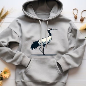 Crane Hoodie. Crane Gift. Crane Sweatshirt. Bird Lover Gift. Bird Lover Hoodie. Nature Hoodie. Nature Gift. Animal Lover Gift #FC565