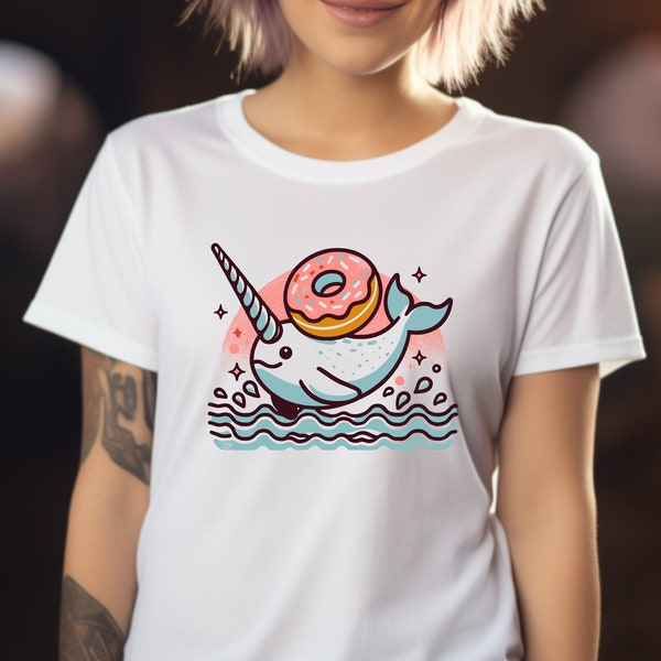 Narwhal Shirt. Donut Shirt. Narwhal Gift. Ocean Animal Tee. Sea Creature Tee. Narwhal Lover. Narwhal Donut Tee. Donut Lover Shirt