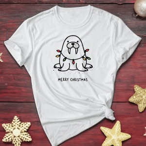 Walrus Shirt. Walrus Gift. Holiday Tee. Animal T-shirt. Christmas Tee. Festive Shirt. Winter Shirt. Xmas Gift. Arctic Animal. Holiday Top