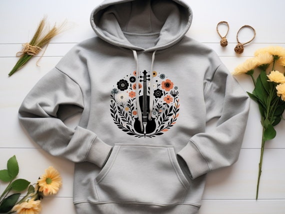 Violin Hoodie. Violin Gift. Floral Hoodie. Flower Hoodie. Violinist Sweatshirt. Violin Player Gift. Music Hoodie. String Instrument