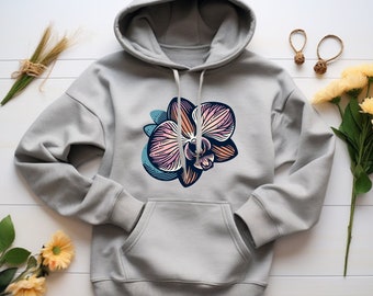 Sudadera con capucha de orquídea. Regalo de orquídeas. Sudadera Orquídea. Sudadera con capucha de flores. Regalo de flores. Sudadera con capucha floral. Regalo floral. Sudadera con capucha retro. Regalo retro