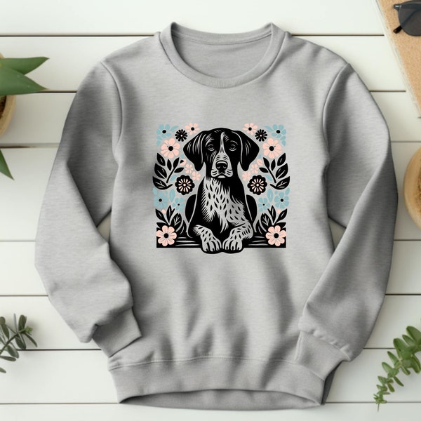 Dog Sweater. Dog Lover Gift. Floral Dog Sweater. Bourbonnais Gift. Pointing Dog Gift. Dog Owner Gift. Pet Lover Sweater. Flower Dog Gift