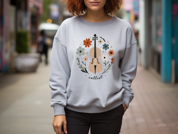 Cellist Sweater. Cellist Gift. Floral Sweater. Flower Sweater. Cello Lover Gift. Musician Sweater. Orchestra Gift. String Player Gift #FC42