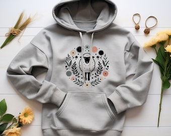 Sheep Hoodie. Sheep Gift. Floral Hoodie. Flower Hoodie. Sheep Farmer Gift. Sheep Sweatshirt. Farm Hoodie. Farm Gift. Animal Hoodie #FC15