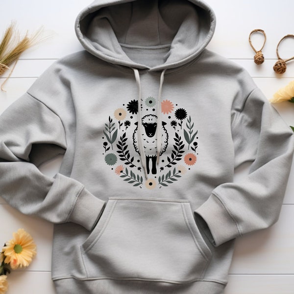 Sheep Hoodie. Sheep Gift. Floral Hoodie. Flower Hoodie. Sheep Farmer Gift. Sheep Sweatshirt. Farm Hoodie. Farm Gift. Animal Hoodie #FC15