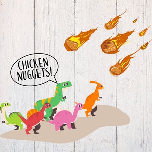 Lustiger Dinosaurier SVG. Huhn Nugget. Nuggets SVG. Lustige Dinosaurier Datei Dxf. Download für Cricut & Silhouette. Lustige Dinosaurier Clipart