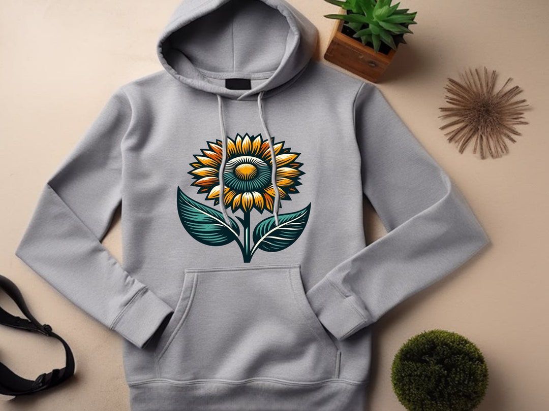Retro Sunflower Leopard Art Print Casual Hoodie Sweatshirt main image 1