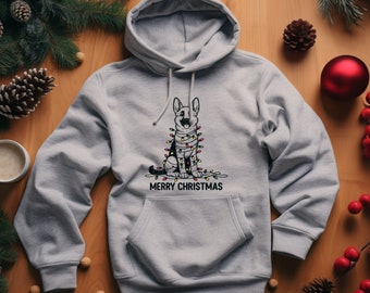 German Shepherd Gift. Christmas Dog Hoodie. Dog Lover Sweatshirt. Pet Owner Gift. Shepherd Xmas Light. Dog Christmas Hoodie #FC532