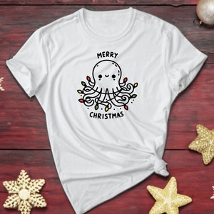 Octopus Shirt. Octopus Gift. Sea Creature Tee. Holiday Shirt. Festive Shirt. Marine Life Tee. Xmas Octopus. Nautical Gift. Ocean Lover Tee
